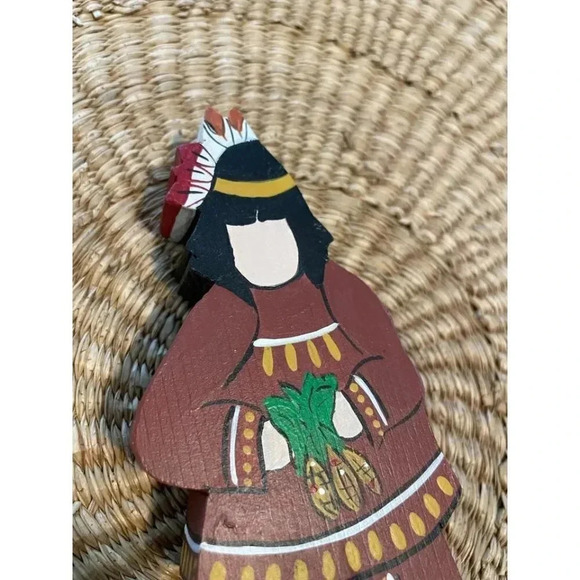 Handpainted Wooden Native American Indian Statue - Picture 2 of 10